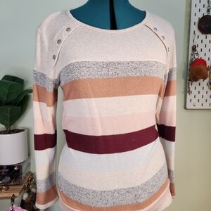 Striped Sweater with Button Accents